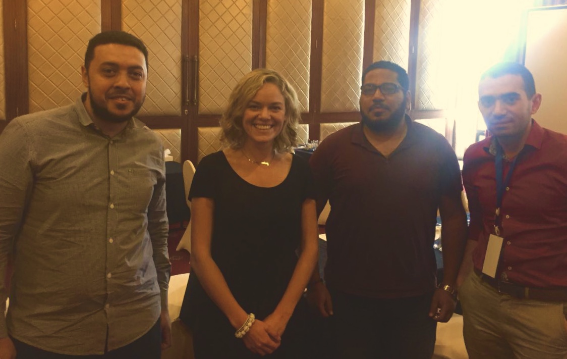 WOK team with Wikipedia Excutive Manager Kathrine Maher in WikiArabia 2017 